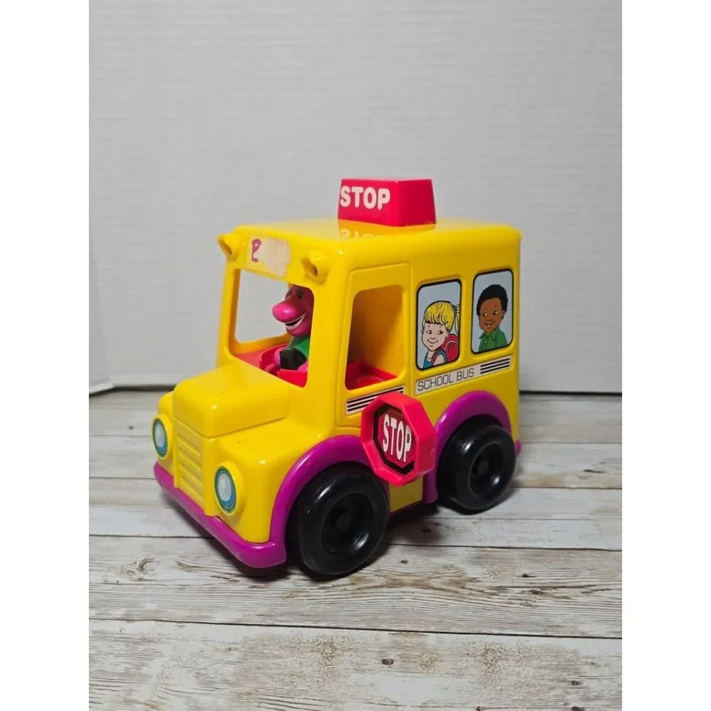 Lyons Group Vintage 1994 Barney School Bus Rolling Toy VIDEO‎